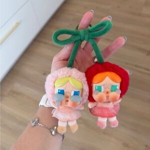 Popmart Crybaby Vinyl I love you cherry much Cute Plush Doll Set - Pink and Red